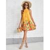 imageFloerns Womens Summer Floral Print Sleeveless Halter Neck Beach Party DressMustard Yellow