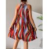 imageFloerns Womens Summer Floral Print Sleeveless Halter Neck Beach Party DressRed Striped