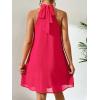 imageFloerns Womens Summer Floral Print Sleeveless Halter Neck Beach Party DressWatermelon Pink Solid