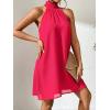 imageFloerns Womens Summer Floral Print Sleeveless Halter Neck Beach Party DressWatermelon Pink Solid
