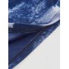 imageFloerns Womens Tie Dye Spaghetti Strap Cut Out One Shoulder Ruched Crop Cami TopBlue and White