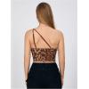 imageFloerns Womens Tie Dye Spaghetti Strap Cut Out One Shoulder Ruched Crop Cami TopChocolate
