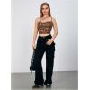 imageFloerns Womens Tie Dye Spaghetti Strap Cut Out One Shoulder Ruched Crop Cami TopChocolate