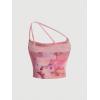imageFloerns Womens Tie Dye Spaghetti Strap Cut Out One Shoulder Ruched Crop Cami TopLight Pink