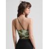 imageFloerns Womens Tie Dye Spaghetti Strap Cut Out One Shoulder Ruched Crop Cami TopOlive Green