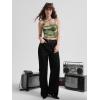 imageFloerns Womens Tie Dye Spaghetti Strap Cut Out One Shoulder Ruched Crop Cami TopOlive Green