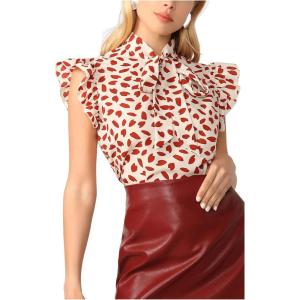 imageFloerns Womens Sleeveless Bow Tie Striped Summer Chiffon Blouse TopRed Multi
