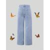 imageFloerns Girls Elastic Waist Distressed Ripped Straight Leg Denim JeansAqua Blue
