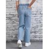 imageFloerns Girls Elastic Waist Distressed Ripped Straight Leg Denim JeansLight Blue