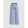 imageFloerns Girls Elastic Waist Distressed Ripped Straight Leg Denim JeansLight Wash