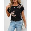 imageFloerns Womens Casual Cap Sleeve Leopard Print Satin Silk Blouse TopsBlack Floral