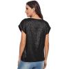imageFloerns Womens Casual Cap Sleeve Leopard Print Satin Silk Blouse TopsBlack Leopard