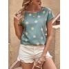imageFloerns Womens Casual Cap Sleeve Leopard Print Satin Silk Blouse TopsBlue Floral