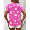imageFloerns Womens Casual Cap Sleeve Leopard Print Satin Silk Blouse TopsBright Pink