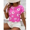 imageFloerns Womens Casual Cap Sleeve Leopard Print Satin Silk Blouse TopsBright Pink