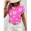 imageFloerns Womens Casual Cap Sleeve Leopard Print Satin Silk Blouse TopsBright Pink