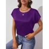 imageFloerns Womens Casual Cap Sleeve Leopard Print Satin Silk Blouse TopsDark Purple