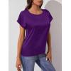 imageFloerns Womens Casual Cap Sleeve Leopard Print Satin Silk Blouse TopsDark Purple