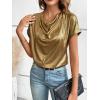 imageFloerns Womens Casual Cap Sleeve Leopard Print Satin Silk Blouse TopsGold