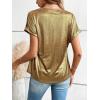 imageFloerns Womens Casual Cap Sleeve Leopard Print Satin Silk Blouse TopsGold
