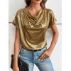 imageFloerns Womens Casual Cap Sleeve Leopard Print Satin Silk Blouse TopsGold