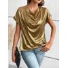 imageFloerns Womens Casual Cap Sleeve Leopard Print Satin Silk Blouse TopsGold