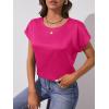 imageFloerns Womens Casual Cap Sleeve Leopard Print Satin Silk Blouse TopsHot Pink