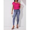 imageFloerns Womens Casual Cap Sleeve Leopard Print Satin Silk Blouse TopsHot Pink
