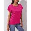 imageFloerns Womens Casual Cap Sleeve Leopard Print Satin Silk Blouse TopsHot Pink