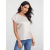 imageFloerns Womens Casual Cap Sleeve Leopard Print Satin Silk Blouse TopsWhite