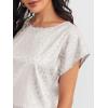 imageFloerns Womens Casual Cap Sleeve Leopard Print Satin Silk Blouse TopsWhite