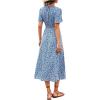 imageFloerns Womens Casual Floral Print Crewneck Short Sleeve A Line Boho Maxi DressBblue Floral