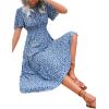 imageFloerns Womens Casual Floral Print Crewneck Short Sleeve A Line Boho Maxi DressBblue Floral