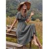imageFloerns Womens Casual Floral Print Crewneck Short Sleeve A Line Boho Maxi DressBlack