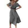 imageFloerns Womens Casual Floral Print Crewneck Short Sleeve A Line Boho Maxi DressBlack