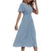 imageFloerns Womens Casual Floral Print Crewneck Short Sleeve A Line Boho Maxi DressBlue