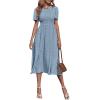 imageFloerns Womens Casual Floral Print Crewneck Short Sleeve A Line Boho Maxi DressBlue