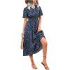 imageFloerns Womens Casual Floral Print Crewneck Short Sleeve A Line Boho Maxi DressBlue Dots