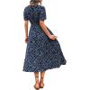 imageFloerns Womens Casual Floral Print Crewneck Short Sleeve A Line Boho Maxi DressBlue Dots