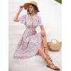 imageFloerns Womens Casual Floral Print Crewneck Short Sleeve A Line Boho Maxi DressBpink Blue Multi