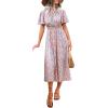 imageFloerns Womens Casual Floral Print Crewneck Short Sleeve A Line Boho Maxi DressBpink Blue Multi