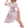 imageFloerns Womens Casual Floral Print Crewneck Short Sleeve A Line Boho Maxi DressBpink Blue Multi
