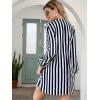 imageFloerns Womens Casual High Waist Notch Neck Long Sleeve Rufle Hem Smock DressBlue and White