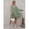 imageFloerns Womens Casual High Waist Notch Neck Long Sleeve Rufle Hem Smock DressMint Green