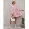 imageFloerns Womens Casual High Waist Notch Neck Long Sleeve Rufle Hem Smock DressPink