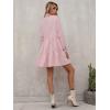imageFloerns Womens Casual High Waist Notch Neck Long Sleeve Rufle Hem Smock DressPink