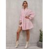 imageFloerns Womens Casual High Waist Notch Neck Long Sleeve Rufle Hem Smock DressPink