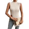 imageFloerns Womens Casual Sleeveless Mock Neck Split Hem Tank TopApricot