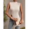 imageFloerns Womens Casual Sleeveless Mock Neck Split Hem Tank TopApricot