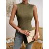 imageFloerns Womens Casual Sleeveless Mock Neck Split Hem Tank TopArmy Green